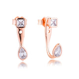 Geometric Shapes Rose Stud Earrings 925 Sterling Silver Jewelry