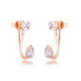 Geometric Shapes Rose Stud Earrings 925 Sterling Silver Jewelry