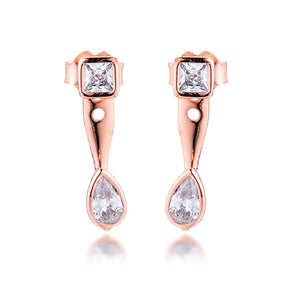 Geometric Shapes Rose Stud Earrings 925 Sterling Silver Jewelry
