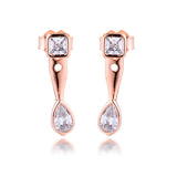 Geometric Shapes Rose Stud Earrings 925 Sterling Silver Jewelry