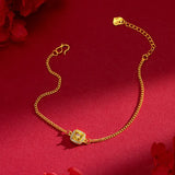 24KT Square Zircon Jewelry Set Necklace+Ring+Earrings+Bracelet