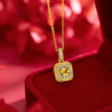 24KT Square Zircon Jewelry Set Necklace+Ring+Earrings+Bracelet