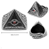 925 Silver Devil Eye Ring for Men Vintage Triangle Wedding Father Gift RG6964
