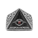 925 Silver Devil Eye Ring for Men Vintage Triangle Wedding Father Gift RG6964
