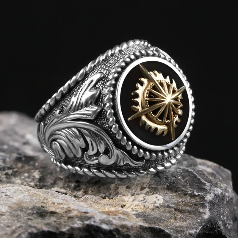 925 Silver Men's Ring Father Adjustable Shine Ray Ring RG6919