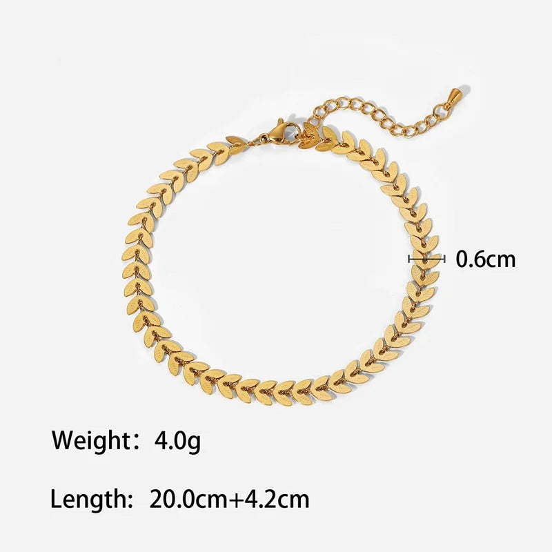 Fine Woman Girl Party Wedding Gift Leaves Anklet