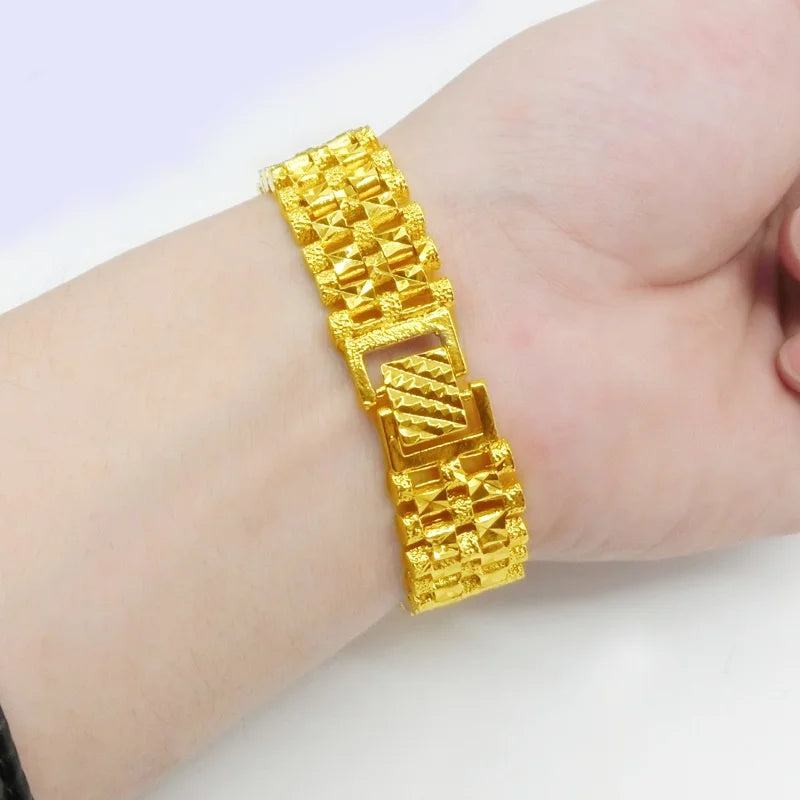24KT Chain Bracelet for Men Thickened Wide Design