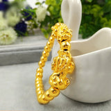 Vintage PIXIU 24KT Beads Bracelet Fine Jewelry Man Boy Father Birthday Gift