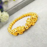 Vintage PIXIU 24KT Beads Bracelet Fine Jewelry Man Boy Father Birthday Gift