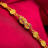 24KT Chain Bracelet PIXIU Coin Hot Woman Girl Mother Birthday Wedding Gift