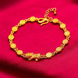 24KT Chain Bracelet PIXIU Coin Hot Woman Girl Mother Birthday Wedding Gift