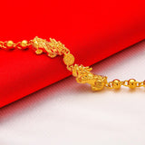 PIXIU Coin 24KT Bead Chain Bracelet