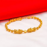 PIXIU Coin 24KT Bead Chain Bracelet