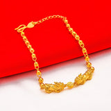 PIXIU Coin 24KT Bead Chain Bracelet