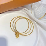Vintage Heart Bells 24KT Bracelet Bangle for Women