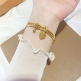 Vintage Heart Bells 24KT Bracelet Bangle for Women