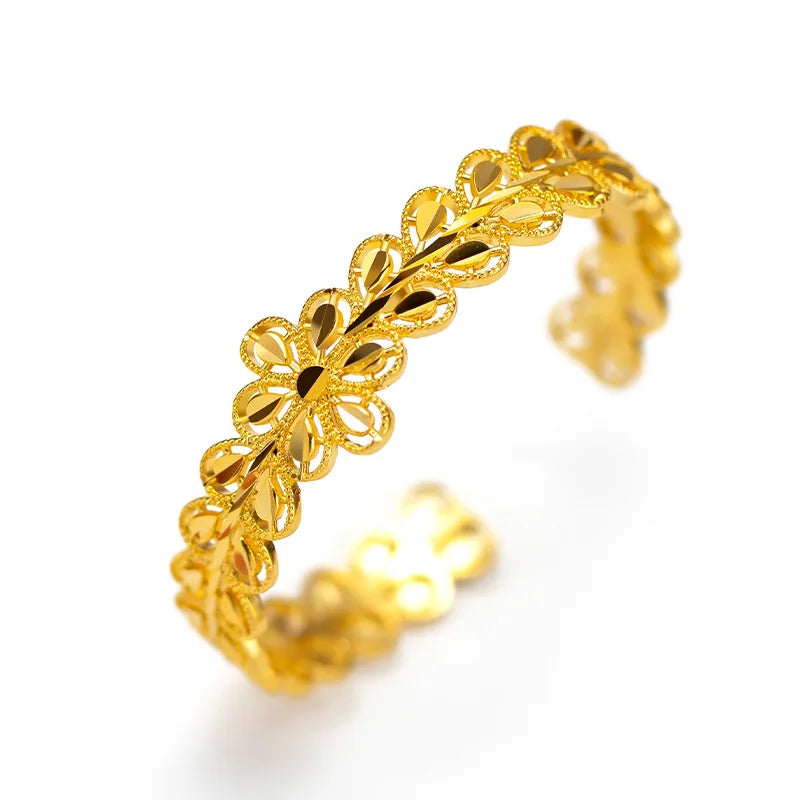 Fine Jewelry Flower 24KT Bracelet Bangle