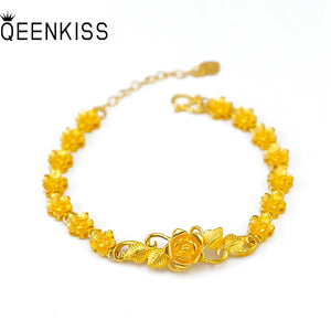24KT Chain Bracelet Fine Jewelry Woman Girl Bride Mother Birthday Wedding Gift