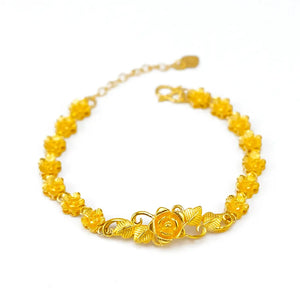 24KT Chain Bracelet Fine Jewelry Woman Girl Bride Mother Birthday Wedding Gift