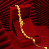 24KT Chain Bracelet Fine Jewelry Woman Girl Bride Mother Birthday Wedding Gift
