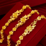 24KT Chain Bracelet Fine Jewelry Woman Girl Bride Mother Birthday Wedding Gift