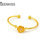 Flower 24KT Zircon Opening Bracelet Bangle