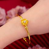 Flower 24KT Zircon Opening Bracelet Bangle