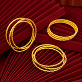 BT589 24KT Bracelet Bangle 3mm Hot Woman Girl Bride Birthday Gift
