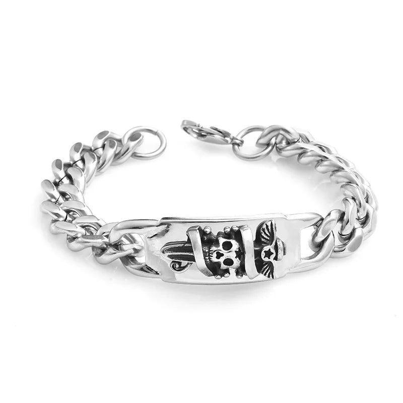 BT825 Hiphop Caribean Skull Titanium Steel Bracelet