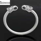 Double-headed Wolf Titanium Steel Cuff Bracelet