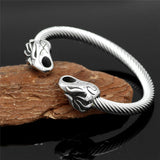 Double-headed Wolf Titanium Steel Cuff Bracelet