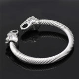 Double-headed Wolf Titanium Steel Cuff Bracelet