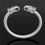 Double-headed Wolf Titanium Steel Cuff Bracelet