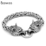Retro Wolf Double Head Titanium Steel Bracelet