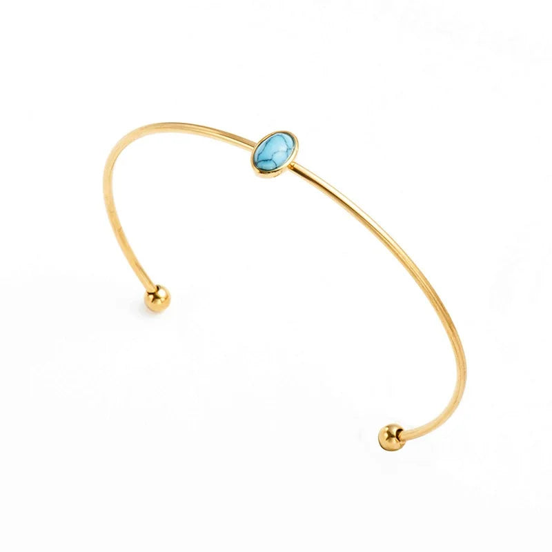 Turquoise Titanium Steel Cuff Bracelet Bangle