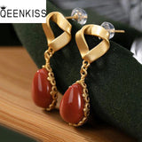 Water Drop Agate 24KT Stud Earrings - Fine Jewelry for Women