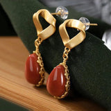 Water Drop Agate 24KT Stud Earrings - Fine Jewelry for Women