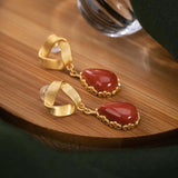 Water Drop Agate 24KT Stud Earrings - Fine Jewelry for Women