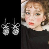 Fine Jewelry Bowknot Pendant 925 Silver Earrings