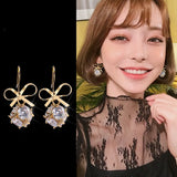 Fine Jewelry Bowknot Pendant 925 Silver Earrings