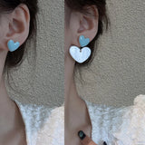 Double Heart 925 Silver Stud Earrings