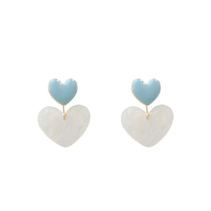 Double Heart 925 Silver Stud Earrings