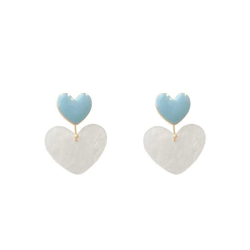 Double Heart 925 Silver Stud Earrings