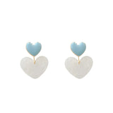 Double Heart 925 Silver Stud Earrings