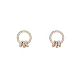 Double Circle Zircon 925 Silver Stud Earrings