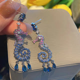 Seahorse Stud Earrings AAA Zircon Fine Woman Gift