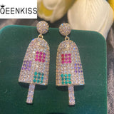 AAA Zircon Ice Cream Stud Earrings Fine Woman Girlfriend Bride Party Gift