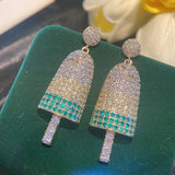 AAA Zircon Ice Cream Stud Earrings Fine Woman Girlfriend Bride Party Gift