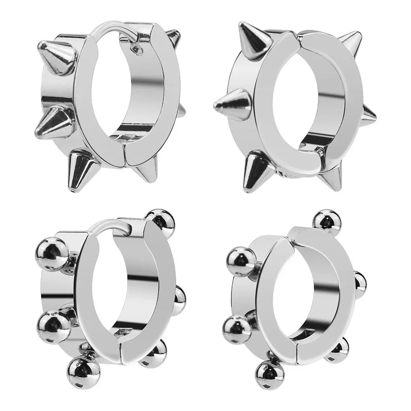 Titanium Stainless Steel Clip Earrings Set