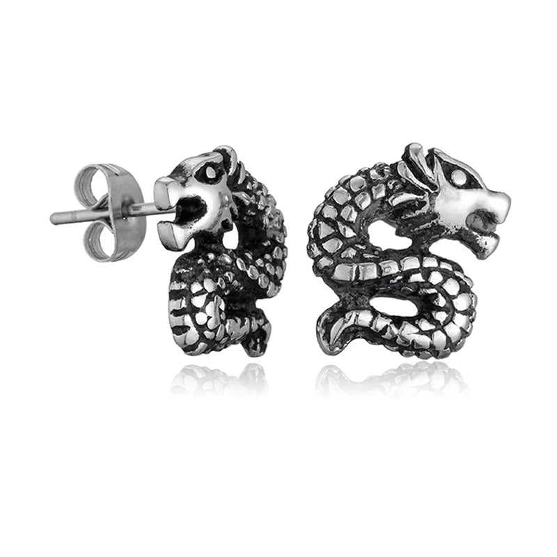 Retro Dragon Titanium Steel Stud Earrings